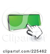 Poster, Art Print Of 3d Hand Cursor Clicking On A Blank Green Button