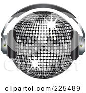 Poster, Art Print Of 3d Silver Disco Ball Wearing Headphones