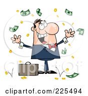 Poster, Art Print Of Successful Caucasian Businessman Standing Under Falling Money