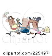 Royalty Free RF Clipart Illustration Of A Group Of Happy Hispanic Bidders Running With Money In Hand