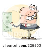 Royalty Free RF Clipart Illustration Of A White Businessman Smoking A Cigar And Holding Cash