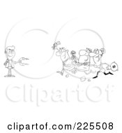 Poster, Art Print Of Coloring Page Outline Of People Running Towards A Man With A Money Magnet