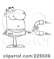Poster, Art Print Of Coloring Page Outline Of A Businessman Holding A Strong Magnet