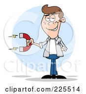 Royalty Free RF Clipart Illustration Of A Young White Man Holding A Strong Magnet