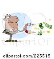 Poster, Art Print Of African American Businessman Collecting Cash With A Money Magnet