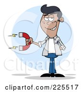 Royalty Free RF Clipart Illustration Of A Young Black Man Holding A Strong Magnet