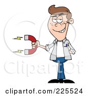 Royalty Free RF Clipart Illustration Of A Young Caucasian Man Holding A Strong Magnet by Hit Toon