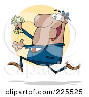 Poster, Art Print Of Happy African American Businessman Running With Cash In Hand