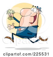 Poster, Art Print Of Happy White Businessman Running With Cash In Hand