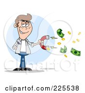 Poster, Art Print Of White Man Collecting Cash With A Money Magnet