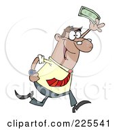 Poster, Art Print Of Happy Hispanic Businessman Running And Holding Up Cash