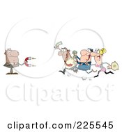 Poster, Art Print Of People Running Towards A Black Businessman With A Money Magnet