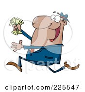 Poster, Art Print Of Happy Hispanic Businessman Running With Cash In Hand