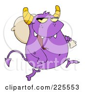 Poster, Art Print Of Purple Monster Carrying A Sack Over His Shoulder