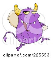 Royalty Free RF Clipart Illustration Of A Purple Monster Carrying A Sack Over His Shoulder