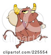 Royalty Free RF Clipart Illustration Of A Brown Monster Carrying A Sack Over His Shoulder
