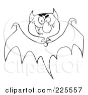 Poster, Art Print Of Coloring Page Outline Of A Bat With A Vampire Head