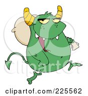 Royalty Free RF Clipart Illustration Of A Green Monster Carrying A Sack Over His Shoulder