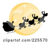 Poster, Art Print Of Silhouette Of Santa And Magic Reindeer In Front Of A Full Yellow Moon