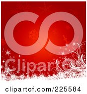 Royalty Free RF Clipart Illustration Of A Red Christmas Background With Snowflakes Foliage And White Snow