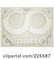 Royalty Free RF Clipart Illustration Of An Antique Beige Frame With Ornate Corners And Copyspace