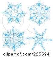 Digital Collage Of Ornate Icy Blue And White Snowflake Design