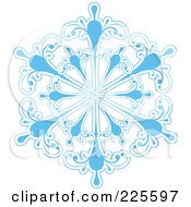 Poster, Art Print Of Ornate Icy Blue And White Snowflake Design - 2