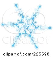 Royalty Free RF Clipart Illustration Of An Ornate Icy Blue And White Snowflake Design 4