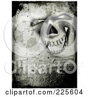 Poster, Art Print Of Grungy Creepy Laughing Skull Face With Cement Texture