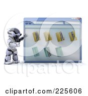 Poster, Art Print Of 3d Robot Standing And Presenting A Computer Window