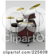 3d Drumset And Sticks