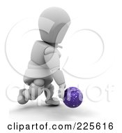 Poster, Art Print Of 3d White Character Releasing A Blue Bowling Ball