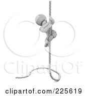 Royalty Free RF Clipart Illustration Of A 3d White Character Climbing A Rope by KJ Pargeter