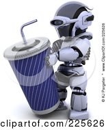 Royalty Free RF Clipart Illustration Of A 3d Robot Carrying A Large Fountain Soda