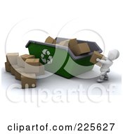 Poster, Art Print Of 3d White Character Tossing Cardboard Boxes Into A Giant Recycle Bin