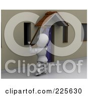 Poster, Art Print Of 3d White Character Installing A Window In A Home
