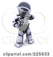 Poster, Art Print Of 3d Robot Holding A Clapperboard