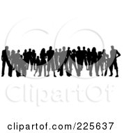 Royalty Free RF Clipart Illustration Of A Crowd Of Silhouetted Adults And Children