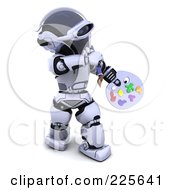 3d Robot Holding A Paint Palette