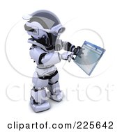 Poster, Art Print Of 3d Robot Using A Tablet