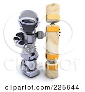 Royalty Free RF Clipart Illustration Of A 3d Robot Standing With A Christmas Cracker