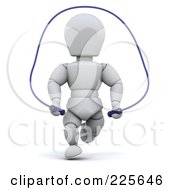 3d White Character Using A Jump Rope