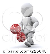 Royalty Free RF Clipart Illustration Of A 3d White Character Rolling Red Casino Dice by KJ Pargeter