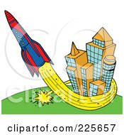 Poster, Art Print Of Rocket Shooting Up And Around Skyscrapers