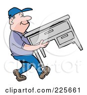Mover Man Moving An Office Desk