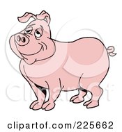 Royalty Free RF Clipart Illustration Of A Pleased Pink Pig Daydreaming