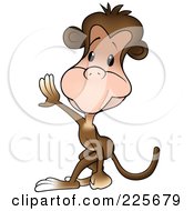 Royalty Free RF Clipart Illustration Of A Cute Little Monkey Holding Up One Hand
