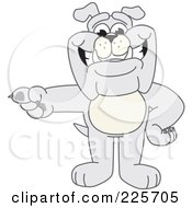 Gray Bulldog Mascot Pointing Left