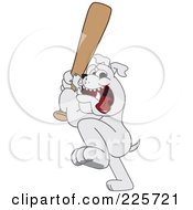 Gray Bulldog Mascot Holding A Baseball Bat