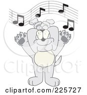 Poster, Art Print Of Gray Bulldog Mascot Singing In Music Class